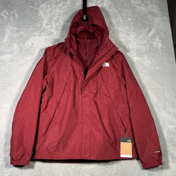 North Face Jacket Mens‎ L Cordovan Red Antora Triclimate DryVent Hooded 3 in 1 - Picture 1 of 13